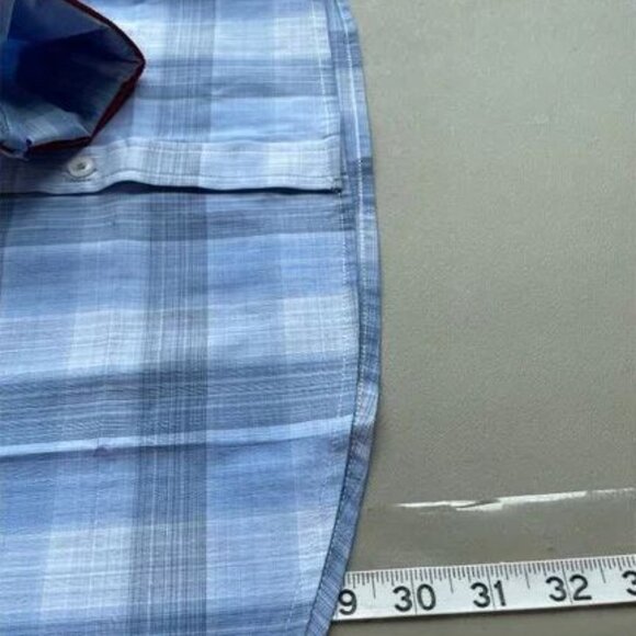 NWT Flag and Anthem MadeFlex Mens M Blue Plaid Button Down Shirt Stretch Wicking - Picture 6 of 6
